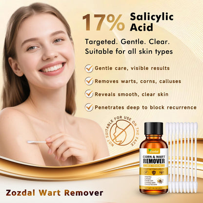 Zozdal Bee Venom Wart Remover 30ml – Dual-Action Salicylic Acid & Bee Venom for Plantar, Common, Flat Warts