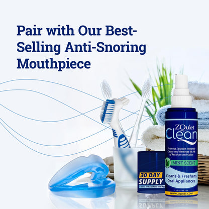 ZQuiet, Clean, Cleaning Solution for All Oral Appliances, Chlorine-Free, Fresh Mint Scent, Travel-Size, TSA-Compliant