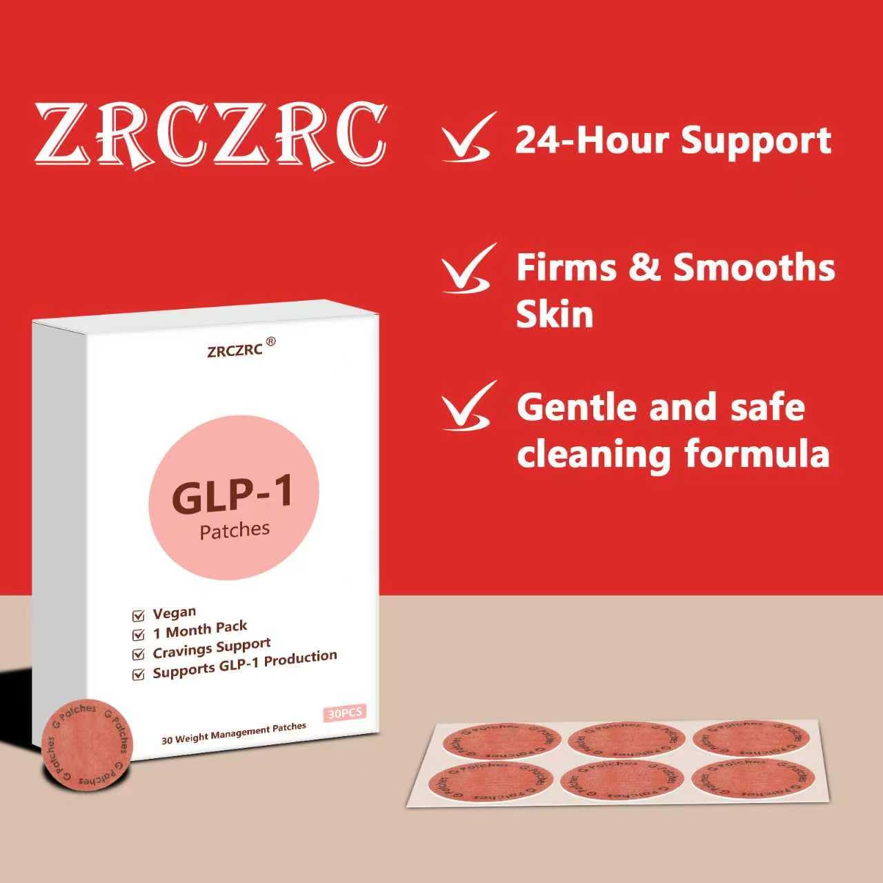 ZRCZRC GLP-1 Patches with L-Glutamine, Berberine, Chromium, Pomegranate & Cinnamon - 30 Count