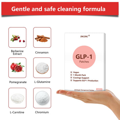 ZRCZRC GLP-1 Patches with L-Glutamine, Berberine, Chromium, Pomegranate & Cinnamon - 30 Count