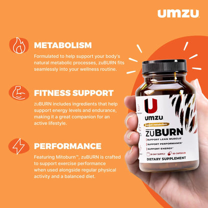 UMZU ZuBurn Energy Support - 30 Day Supply, Caffeine & Mitoburn BritishVita | Premium UK Vitamins & Wellness Supplements