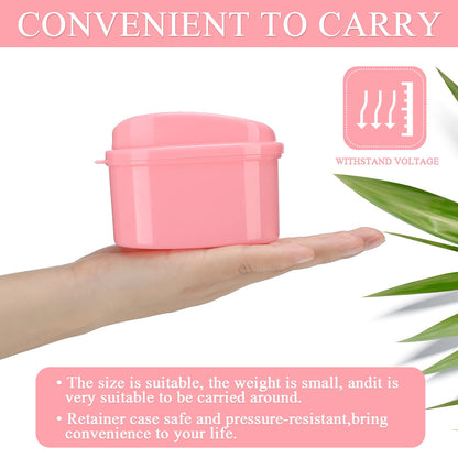 Zubebe 20 Pcs Denture Case Set with Strainer Basket – 5 Colors, Travel Denture Bath & Retainer Holder