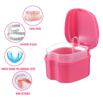Zubebe 30 Pcs Denture Case with Strainer Basket - 5 Colors for Travel & Home