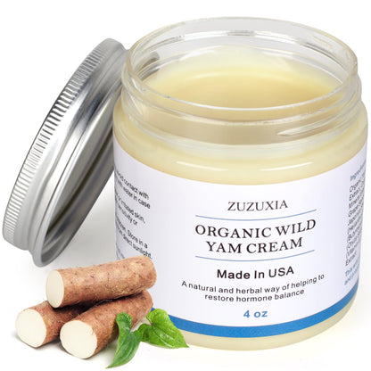 Zuzuxia Wild Yam Cream – 4 oz Unscented Organic Balance Support for Women & Men | Non-GMO, Paraben-Free
