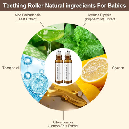zxbaers 2PCS Teething Roller – All Natural Baby Teething Pain Relief | A Thousand Roses Teething Roller Oil