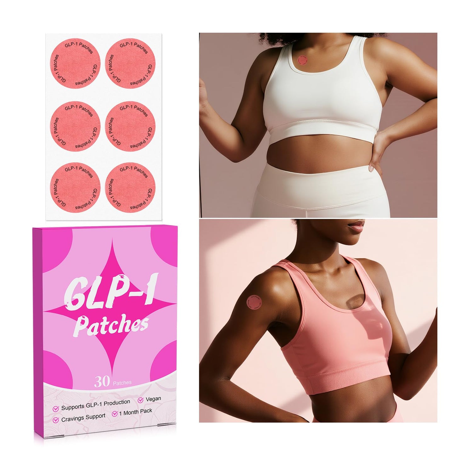 ZXZTSM GLP-1 Weight Patches for Women & Men – Plant-Based, Skin-Friendly, 30 Count