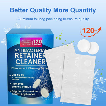 Zyntieu 23mm Retainer Cleanser Tablets – 120 Pack for Dentures & Invisalign