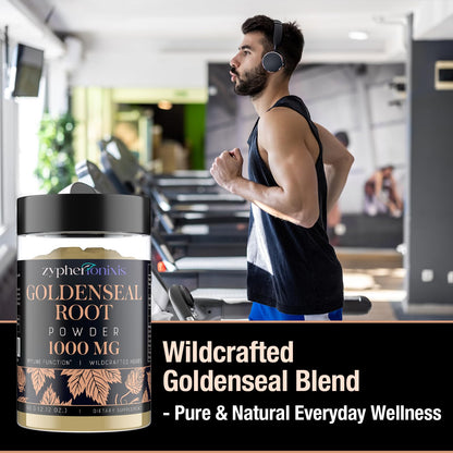 Zypherionixis Wildcrafted Goldenseal Root Powder 1000mg + Echinacea – Immune & Respiratory Support | 60 Servings