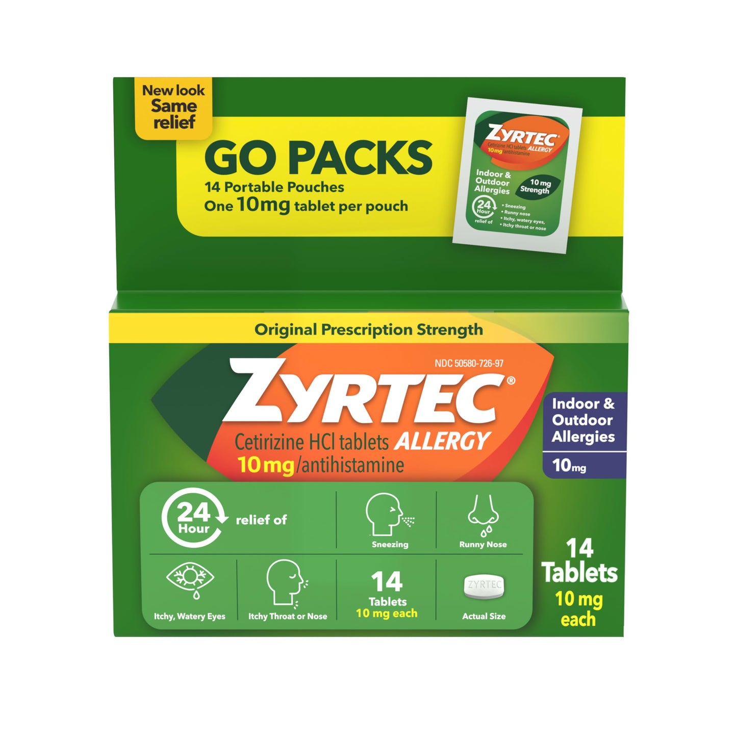 Zyrtec 24 Hour Allergy Relief Tablets | Cetirizine HCl for Indoor & Outdoor Allergies