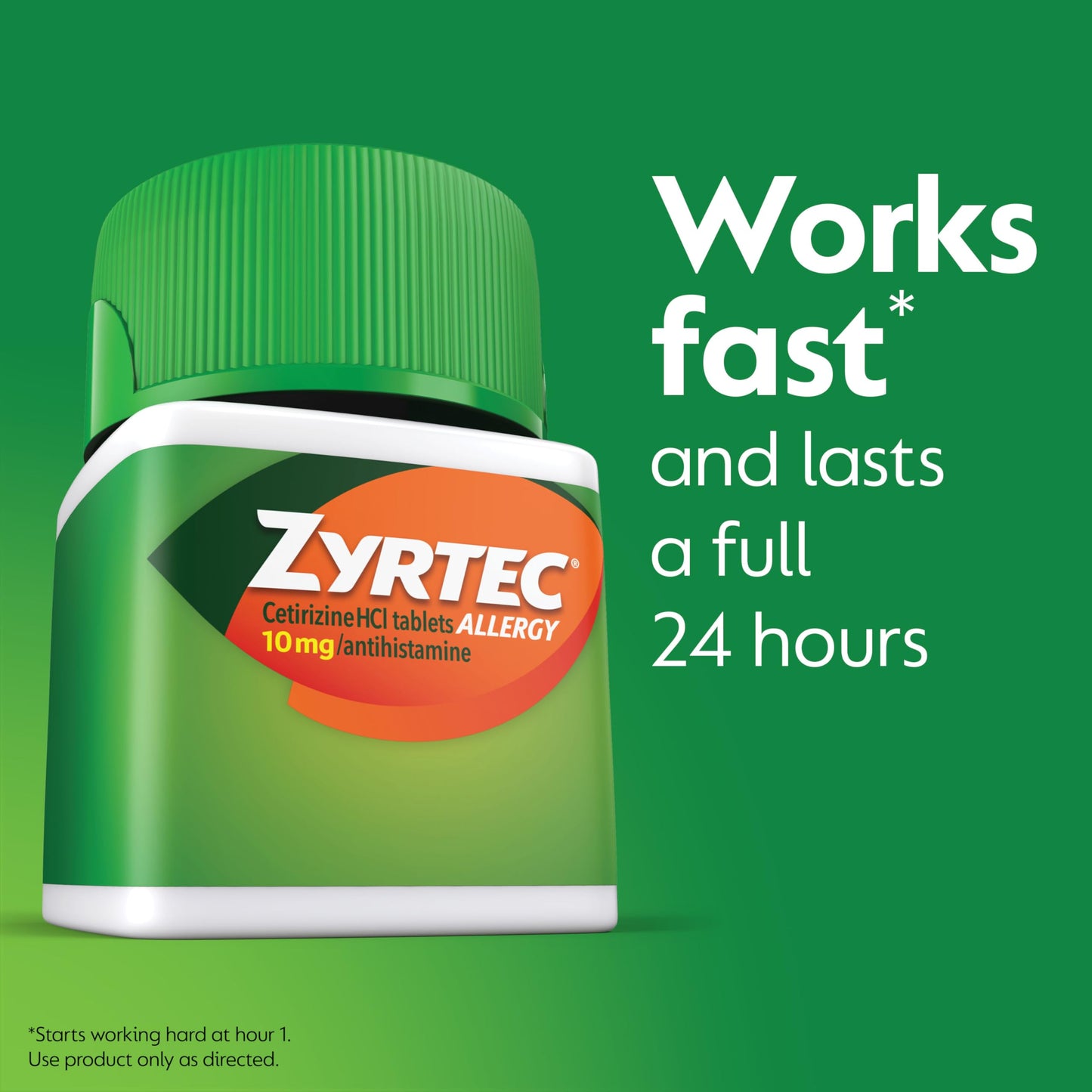 Zyrtec 24 Hour Allergy Relief Tablets | 10 mg Cetirizine HCl | Indoor & Outdoor Allergy Medicine | 45 ct