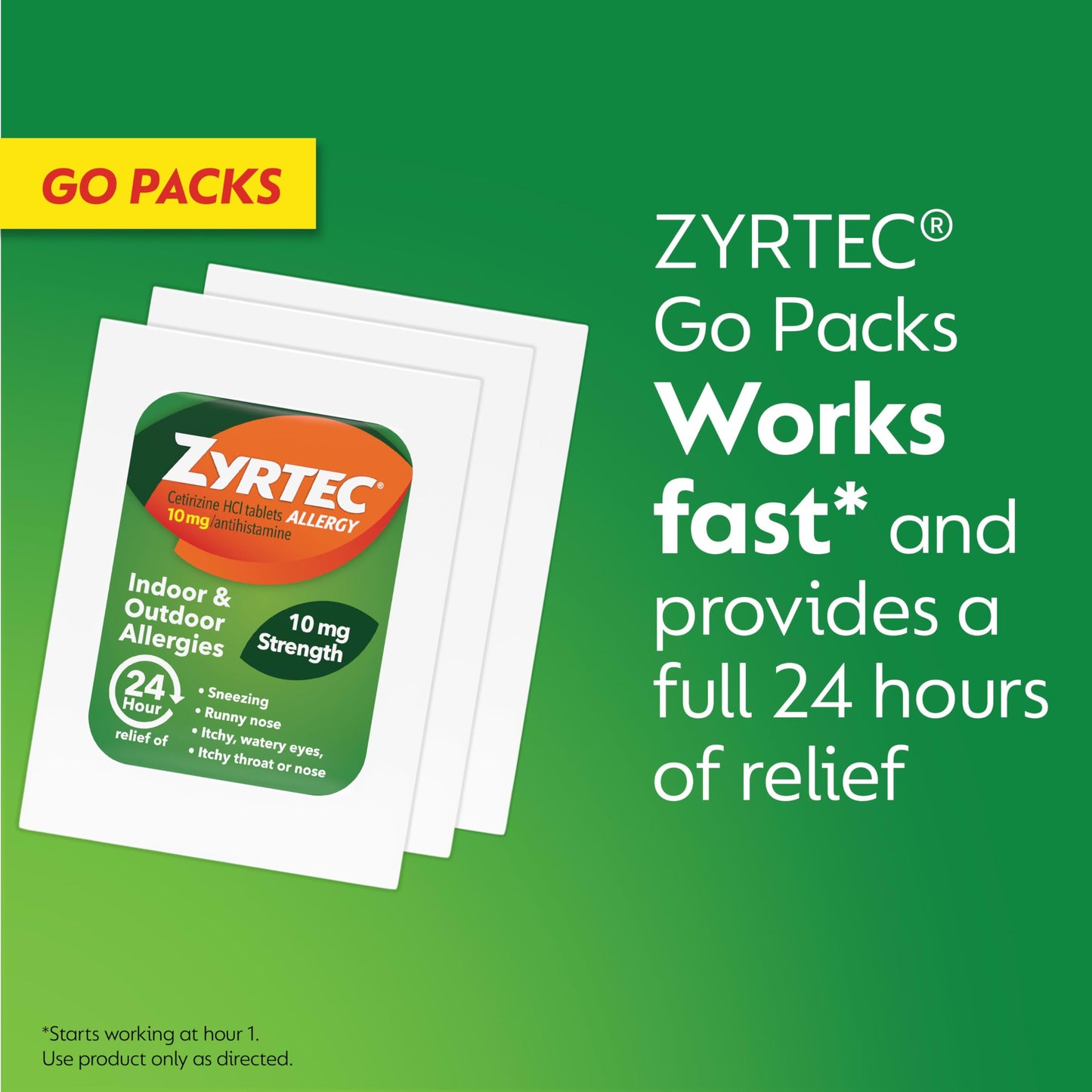 Zyrtec 24 Hour Allergy Relief Tablets | Cetirizine HCl for Indoor & Outdoor Allergies