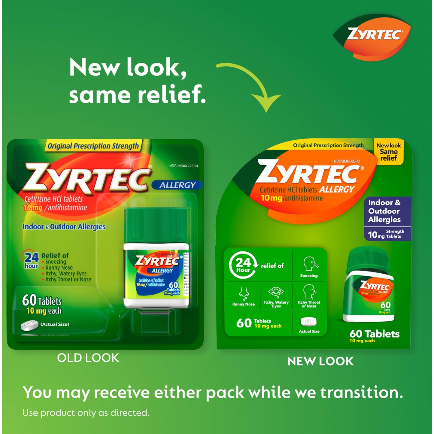 Zyrtec 24 Hour Allergy Relief Tablets – 63 Count Bundle (60 + 3 Travel Packs)