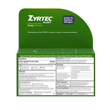 Zyrtec 24 Hour Allergy Relief Tablets | 10 mg Cetirizine HCl | Indoor & Outdoor Allergy Medicine | 45 ct