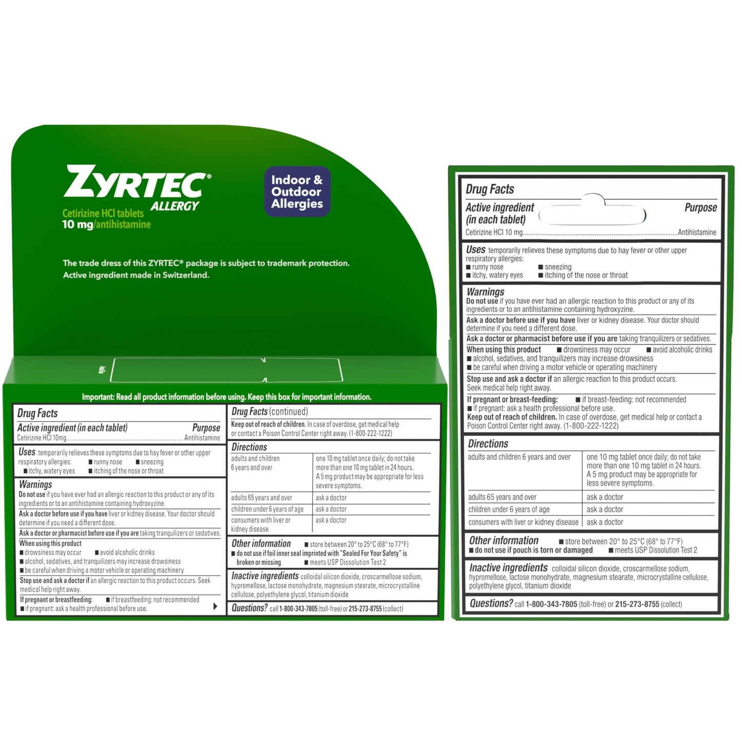 Zyrtec 24 Hour Allergy Relief Tablets – 63 Count Bundle (60 + 3 Travel Packs)