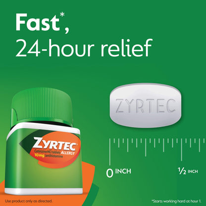Zyrtec 24 Hour Allergy Relief Tablets – 63 Count Bundle (60 + 3 Travel Packs)