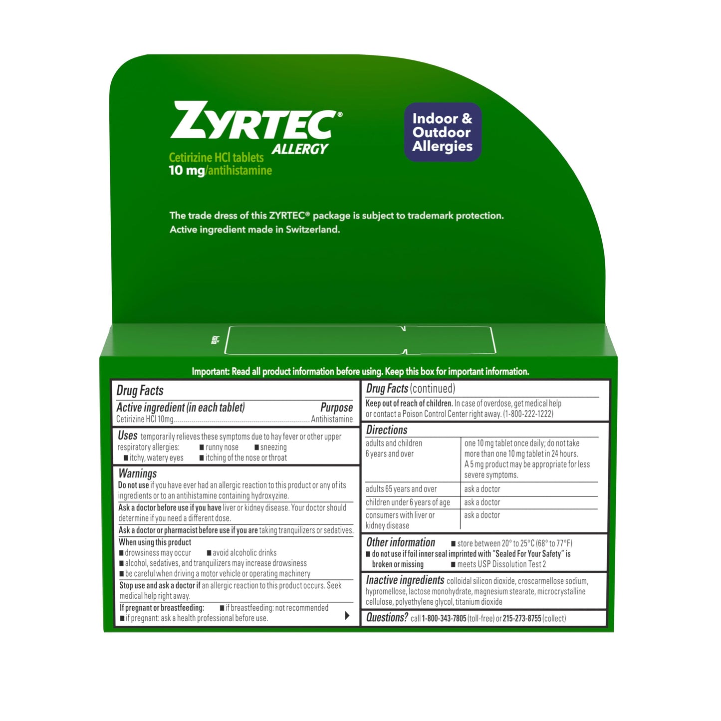 Zyrtec 24 Hour Allergy Relief Tablets – 60 Count | Indoor & Outdoor Allergies
