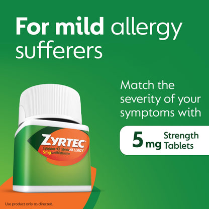 Zyrtec 24 Hour Allergy Relief Tablets - 5 mg Cetirizine HCl, Indoor & Outdoor Allergy Medicine, 35 ct