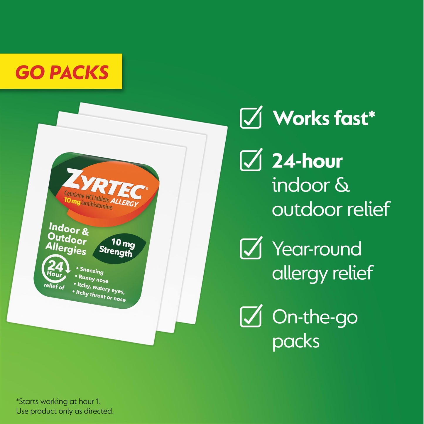 Zyrtec 24 Hour Allergy Relief Tablets | Cetirizine HCl for Indoor & Outdoor Allergies