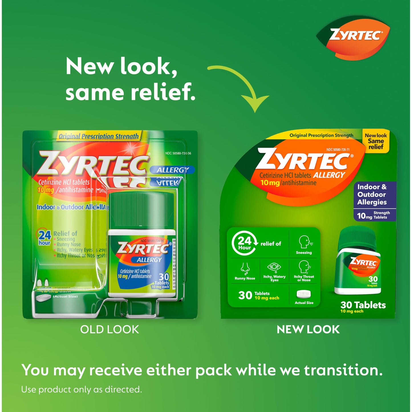 Zyrtec 24 Hour Allergy Relief Tablets | 10 mg Cetirizine HCl | Indoor & Outdoor Allergy Medicine | 45 ct