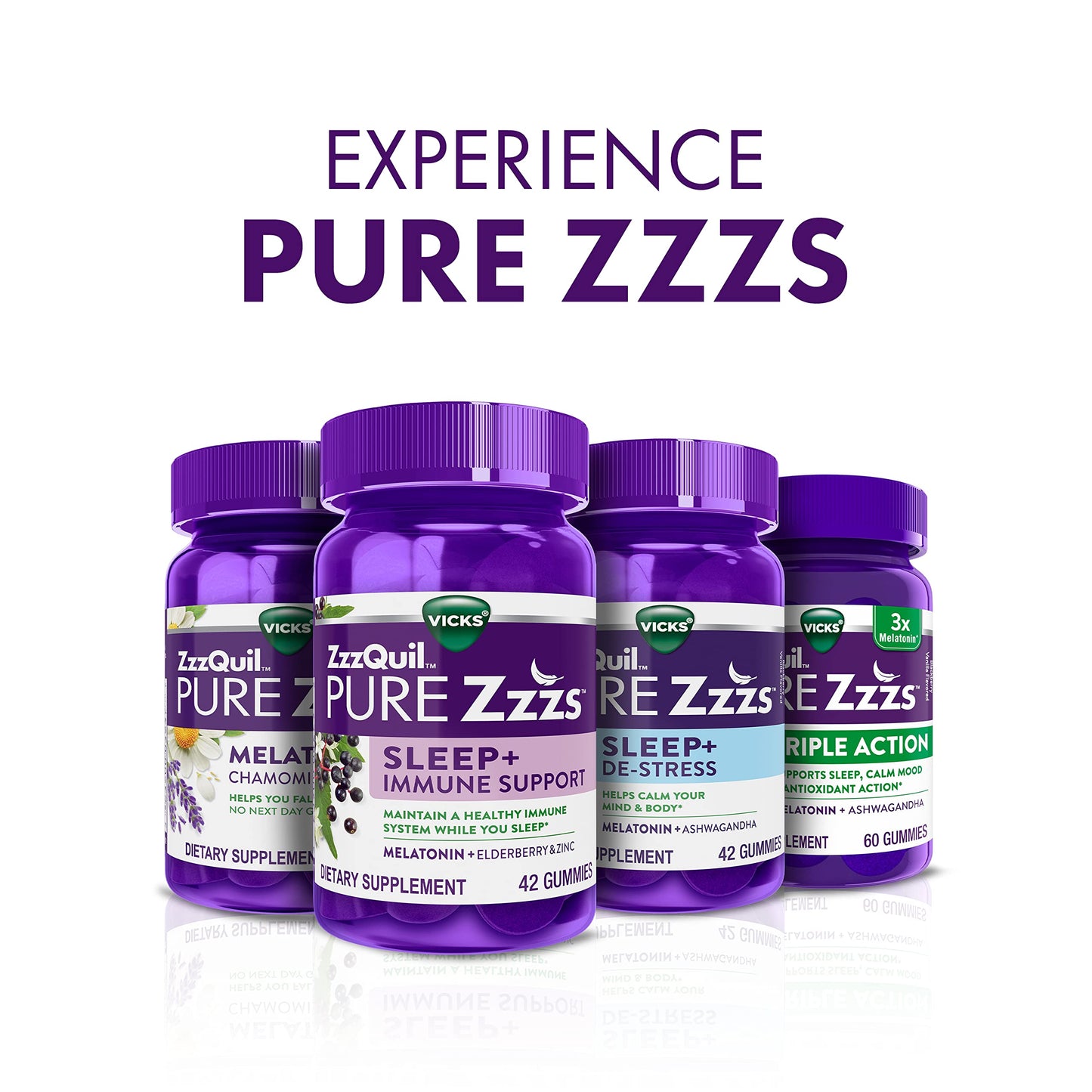 ZzzQuil PURE Zzzs Melatonin Gummies - 2mg Sleep Aid with Chamomile & Lavender | Wildberry Vanilla, 24 Gummies