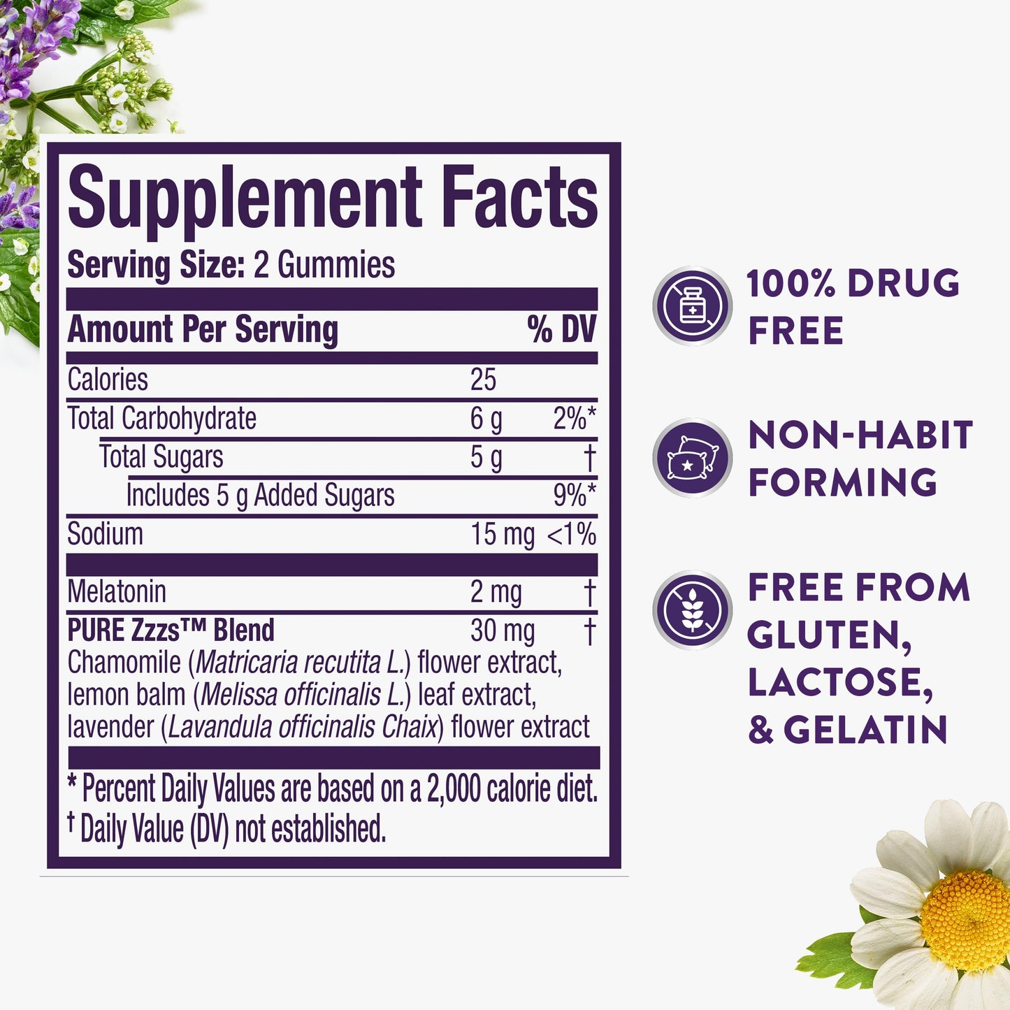 ZzzQuil PURE Zzzs Melatonin Gummies - 2mg Sleep Aid with Chamomile & Lavender | Wildberry Vanilla, 24 Gummies